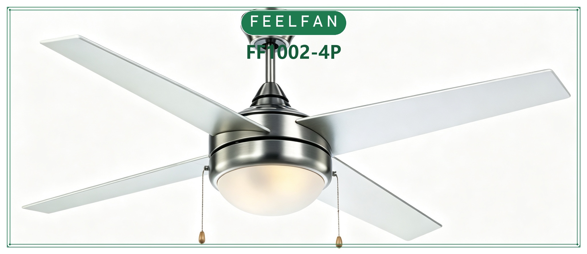 FEELFAN FF1002 Plywood Series Ceiling Fan with LED Light variant 2 — Nickel