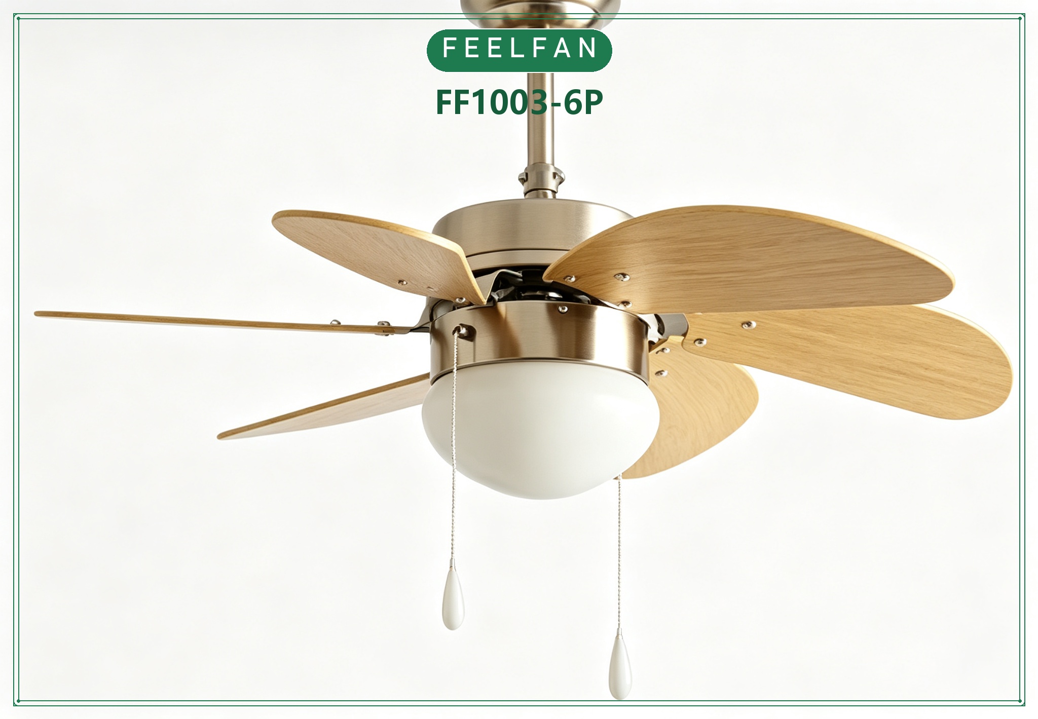 FEELFAN FF1003-6P 6-Blade BLDC Ceiling Fan with LED Light variant 2 — Wood
