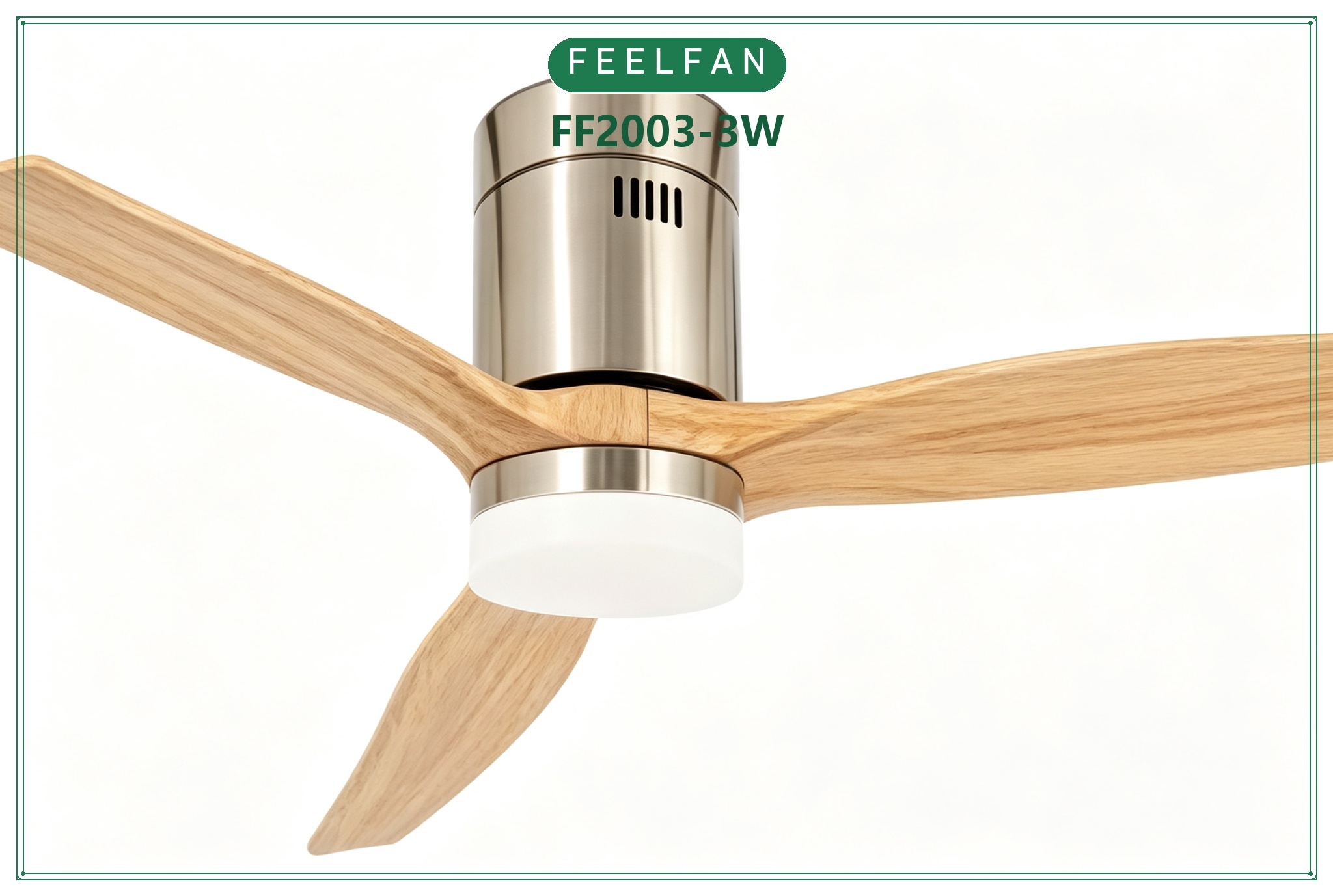 FEELFAN FF2003-3W 3-Blade Solid Wood Low Profile BLDC Ceiling Fan with LED Light variant 3 — Nickel